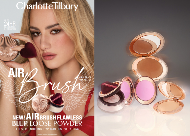 CHARLOTTE TILBURY AIRBRUSH FLAWLESS王牌磨皮底妝系列再續傳奇！  全新推出神隱級代表作！輕盈磨皮透肌蜜粉及 升級雙色胭脂始祖！輕盈磨皮霧感胭脂